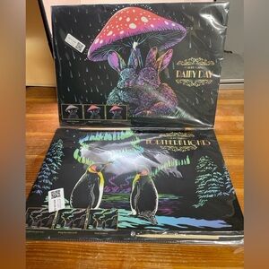 Gatsby Canvas Scratch Art Kit Set – “Rainy Day” & “Northern Lights” Art Canvases